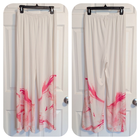 Cloth & Portrait Wide Leg Flowy Pants Galaxy White Pink Medium - Picture 1 of 8
